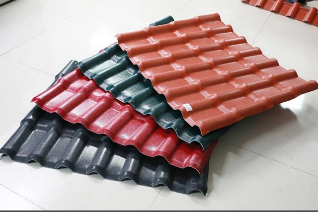 Synthetic resin tile - blue gray